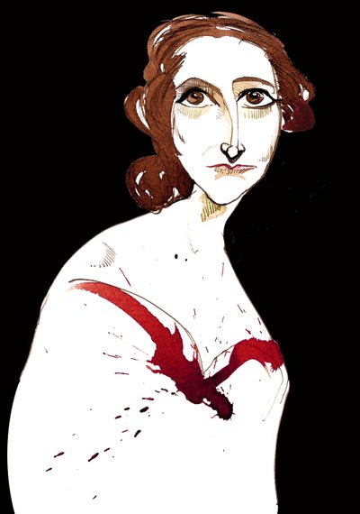 Mary Wollstonecraft Shelley - color caricature by Neale Osborne